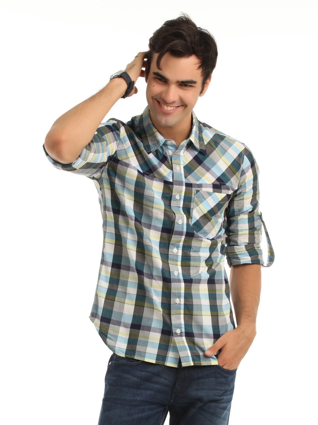 ADIDASMenBlueBlackCheckShirt-5876e732c0561e6662900b3ddeca6b3a