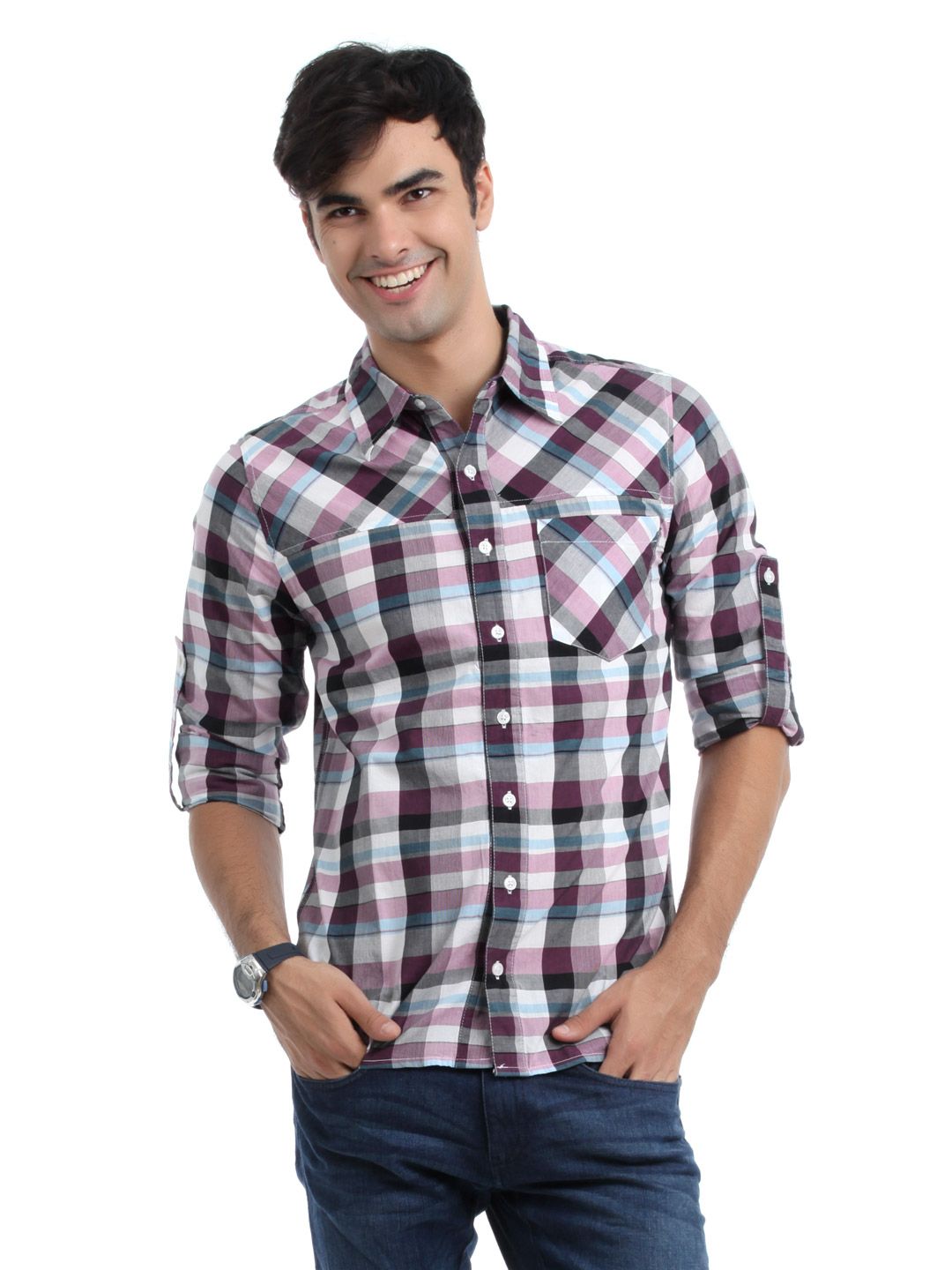 ADIDASMenPurpleBlackCheckShirt-1f0dc820c70ad595486b4bf56f49adc4